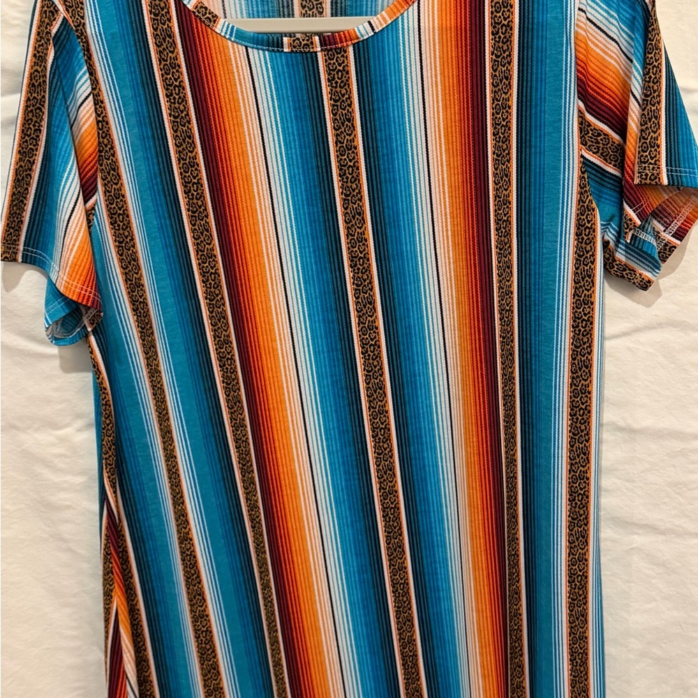 L&B Colorful Striped Short Sleeve Top